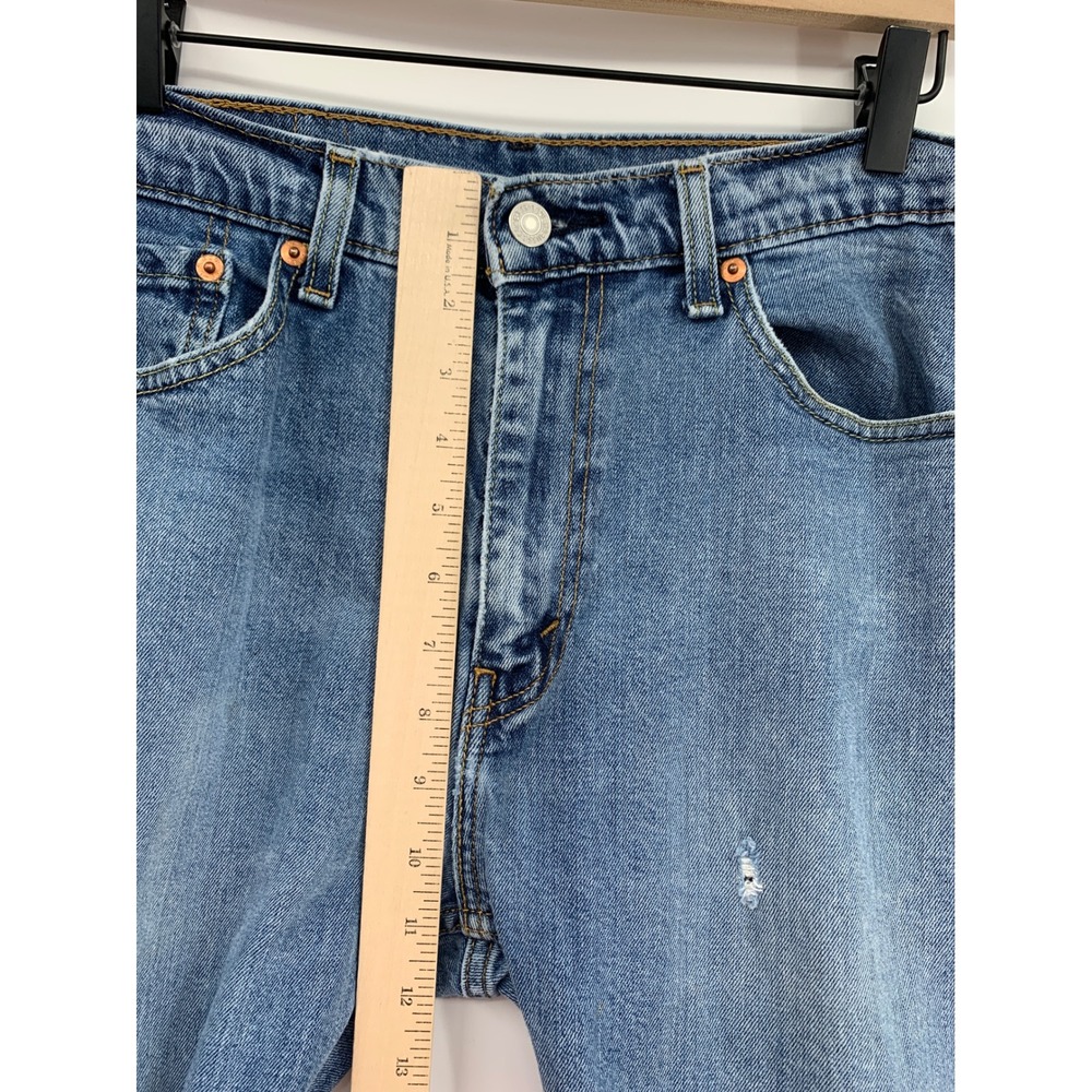 Levis 505 Jeans Mens 33x32 Blue Straight Leg Workwear Distressed Denim Pants - Picture 8 of 11
